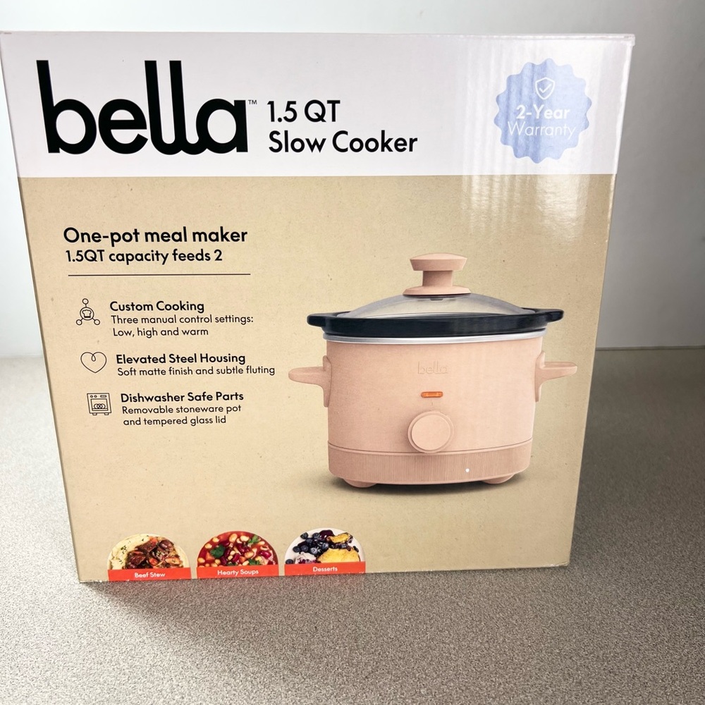 NEW Bella 1.5 Qt Slow Cooker Crockpot Ceramic Nonstick Blossom Pink
